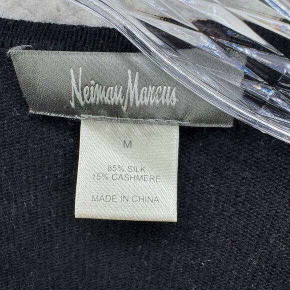 Neiman Marcus Silk Cashmere Open Front Cardigan Black Size M - Picture 6 of 7